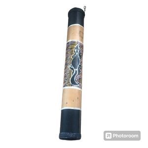 Aboriginal Art Dot Painting Rain Maker Percussion Music Stick Bamboo Lizard